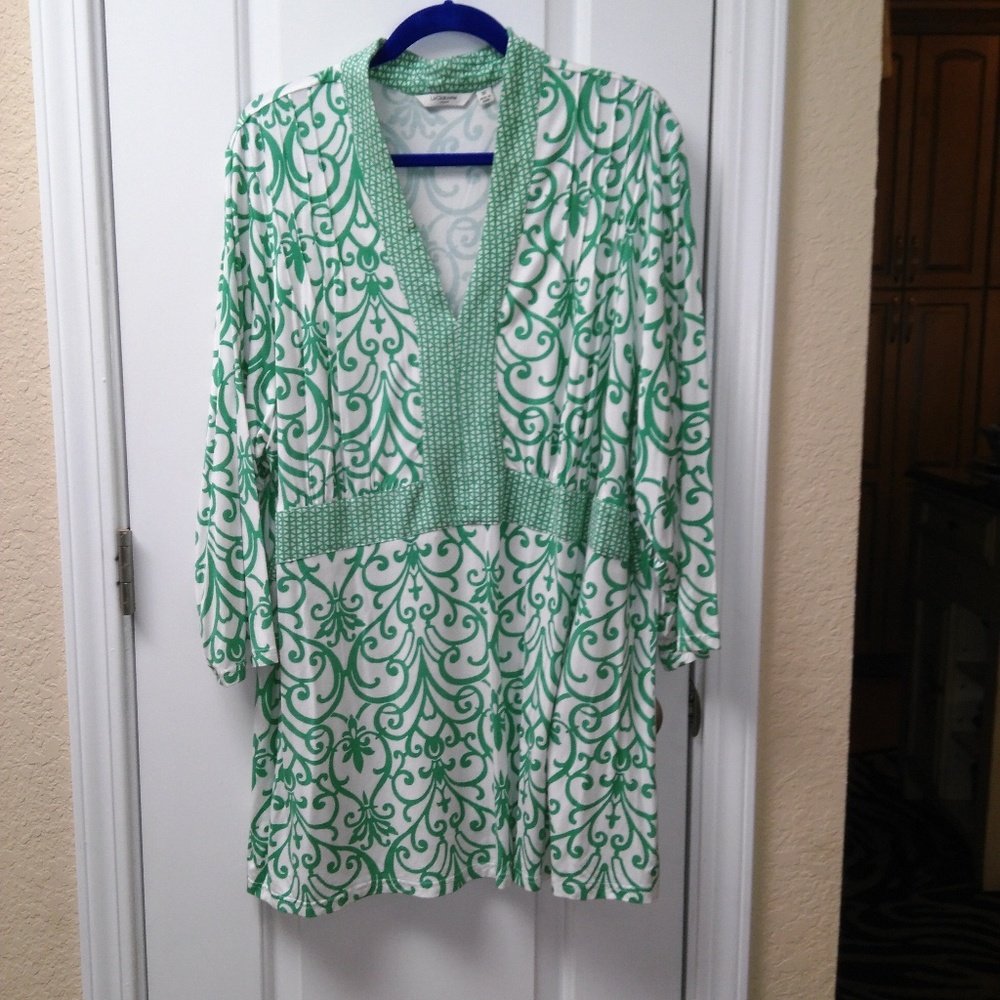 Liz Claiborne New York 3/4 Sleeve Twin Print Knit